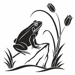 Bullfrog silhouette black vector