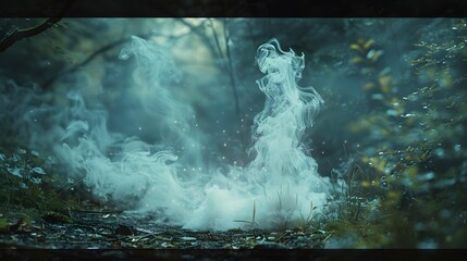 A ghostly wisp of smoke gently curling, soft atmospheric lighting, ultra-realistic with sharp details, no surrounding elements.