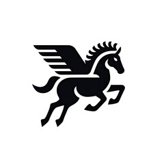 Minimalist Black and White Pegasus Silhouette Illustration