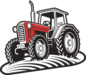 Obraz premium Stylized Tractor Silhouette Logo