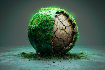 A globe divided into two halves