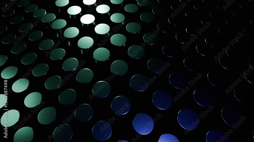Canvas Prints abstract blue and green metallic circles pattern 4k animation background loop