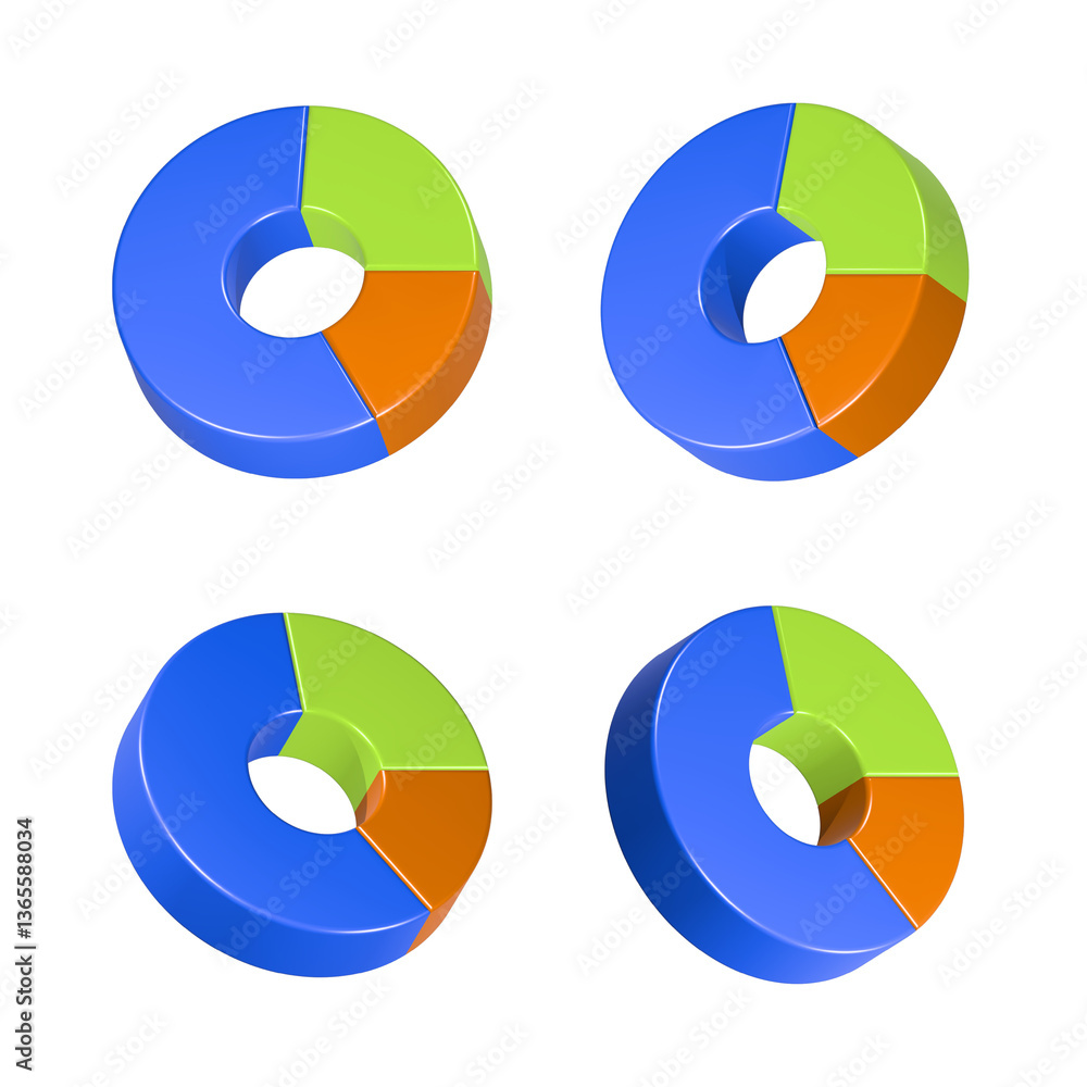 Poster pie chart 3d rendering realistic
