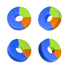 pie chart 3d rendering realistic