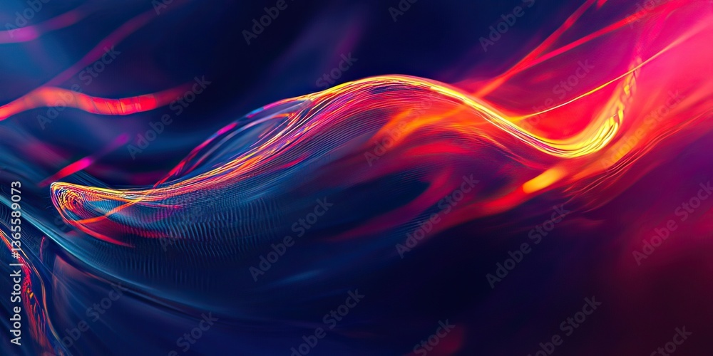 Poster vivid color waves: a captivating abstract flow of light and form, created by ai generated