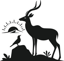 Antelope vector black silhouette