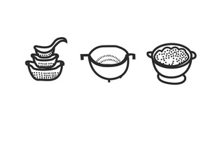 tainless steel colander with holes isolated on transparent backgroundKitchen Tools Line Icon SetSifter Isolated on White Background.Kitchen Tools Thin Line Icon Set SeriesKitchenware outline or line 