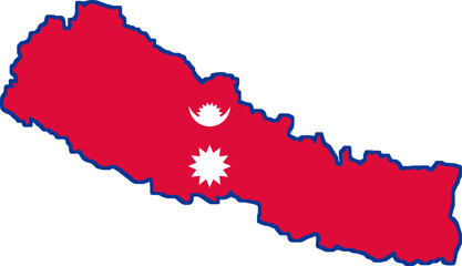 Nepal flag on the map illustration vector with transparent