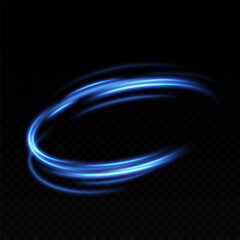 Abstract light lines of speed movement, blue colors. Light  glowing effect. circular, light trail curve swirl, 