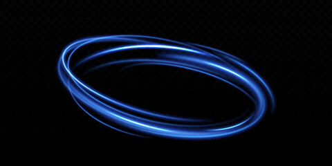 Abstract light lines of speed movement, blue colors. Light  glowing effect. circular, light trail curve swirl,  © TOMA