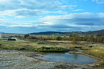 Iceland-view of nature near the Strokkur Geyser