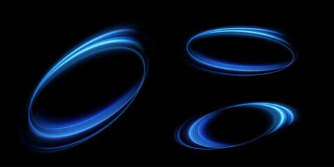 Abstract light lines of speed movement, blue colors. Light  glowing effect. circular, light trail curve swirl,  © TOMA