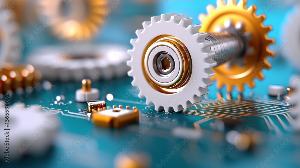 Aufkleber close up view of the intricate gears and cogs mechanism of an industrial or technical device