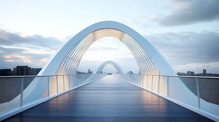 Obraz premium Clyde Arc, Glasgow, Modern Bridge Over River Clyde with City Skyline in the Background 