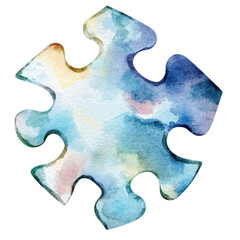 Obraz premium Watercolor puzzle piece on transparent background.