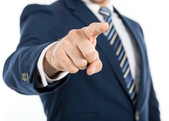 Close up of Businessman s Hand Pointing Accusation Decision Choice Focus