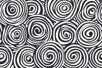 Fototapeta premium Abstract black and white spiral pattern for modern designs and textured backgrounds.