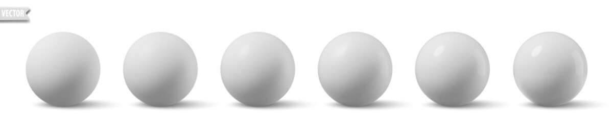 Glossy gray spheres. 3D model bubble collection realistic silver balls with smooth surfaces and shadows. Ideal for backgrounds mockup object modern design. Vector illustration shiny plastic globe set