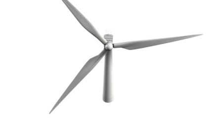 Wind turbine rotating with transparent background: modern energy production
