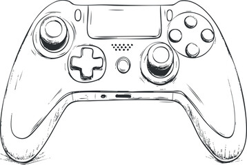 Line art vector of a gaming controller for digital design and entertainment themes.