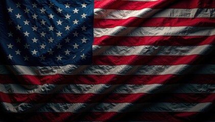 Dark flag on black background with stars and stripes, stripes, minimalist, background