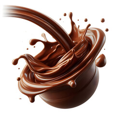 Chocolate blocks splashing into a liquid chocolate splash burst