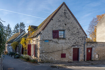 Provins, France - 11 30 2024: Panoramic view of typical house in the Medieval City .