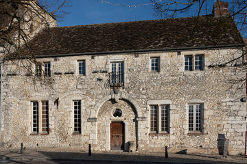 Provins, France - 11 30 2024: Panoramic view of typical house in the Medieval City .