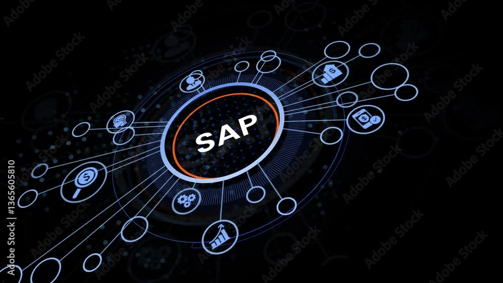 Aufkleber internet, business, technology and network concept. sap system software automation concept on virtua