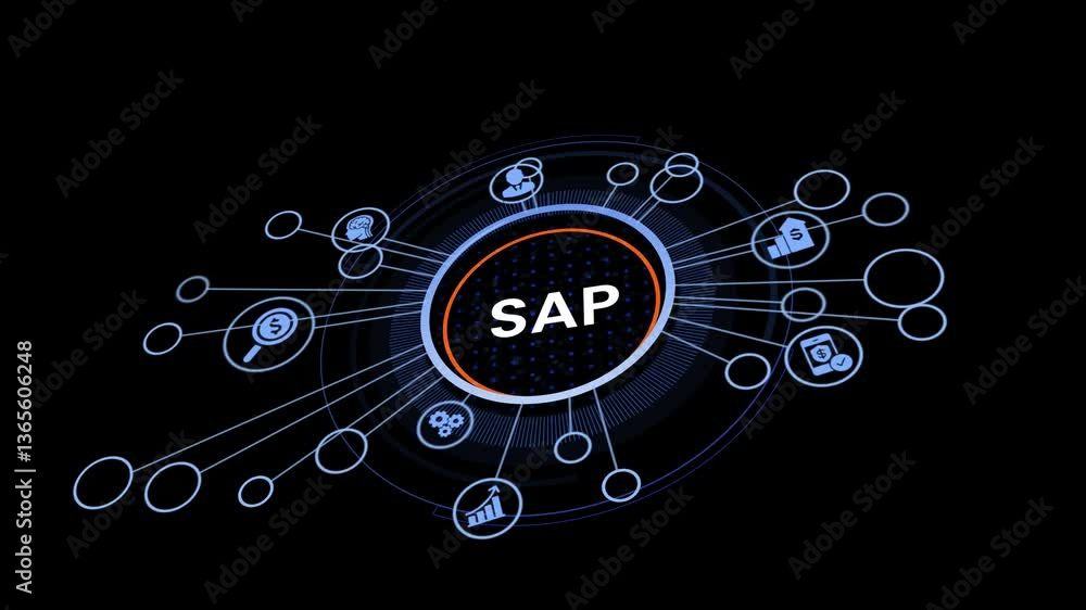 Aufkleber internet, business, technology and network concept. sap system software automation concept on virtua