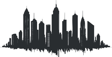 Obraz premium Black and white cityscape silhouette vector for urban design projects.