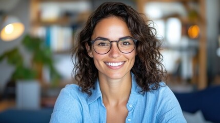 Confident and Cheerful Young Professional Woman Relaxing on Couch at Home Office or Living Room Looking Optimistic and Motivated About Career or Study
