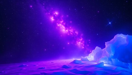 Cosmic Nebula over Icy Landscape