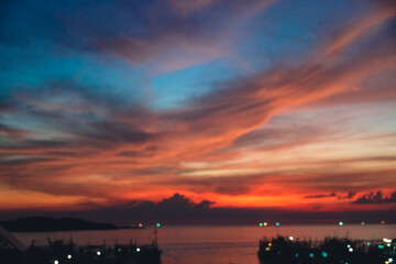 Beautiful abstract nature sunset or sky as background in Thailand. Abstract pastel soft colorful smooth blurred textured background off focus toned. Beautiful sunset sky as backdrop.