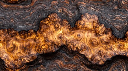 Highly Detailed Macro Texture of Walnut Burl Wood Grain Patterns