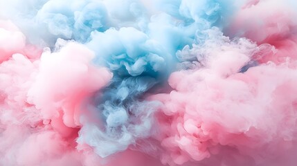 Fototapeta premium Dreamy Pastel Floating Clouds in Soft Blue and Pink Hues for Meditation and Tranquil Themes