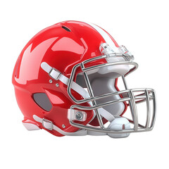 Fototapeta premium Red football helmet on a black background.