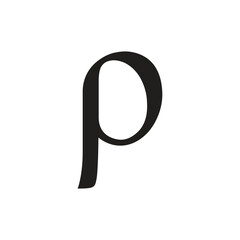 Rho greek alphabet letter icon symbol template