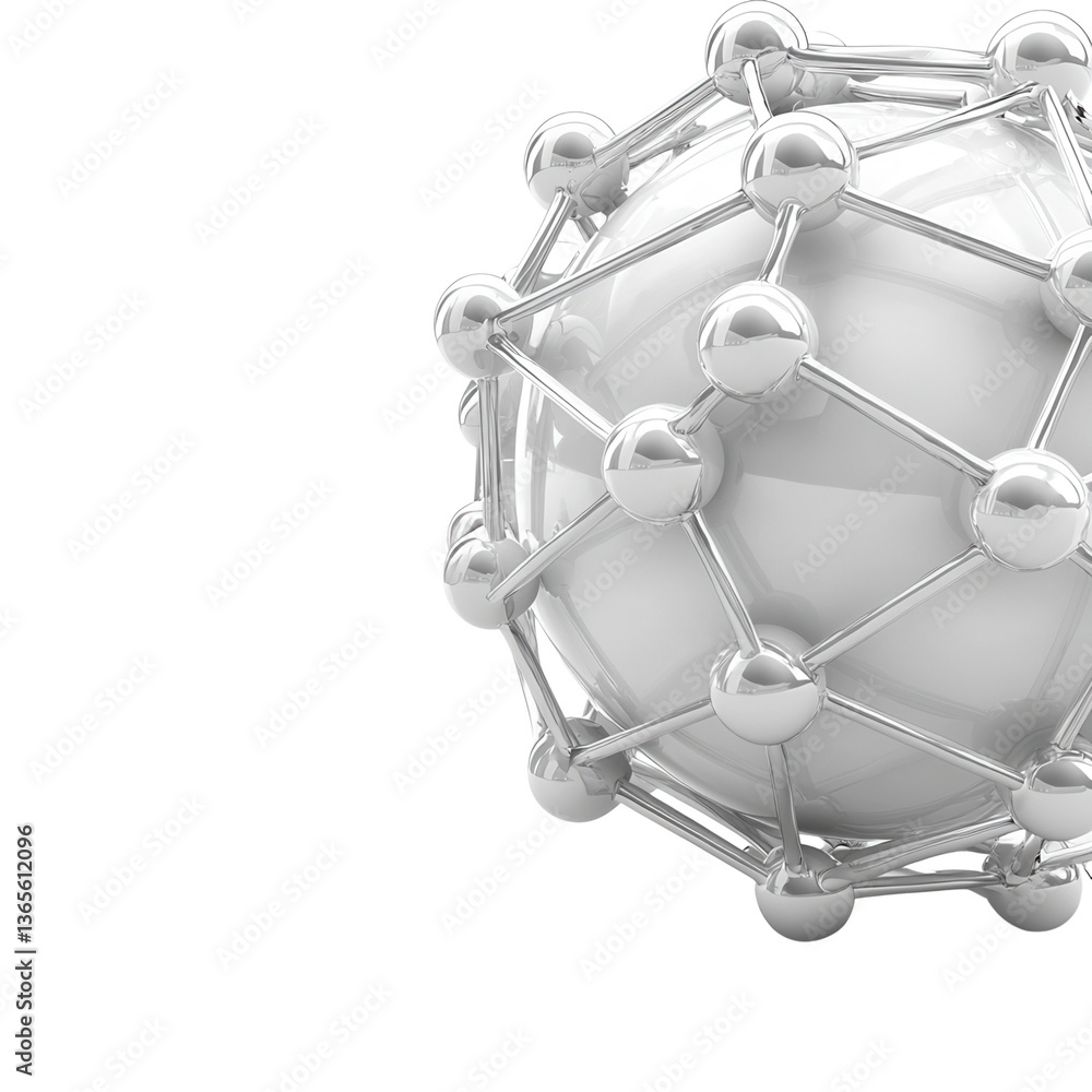 Poster abstract molecular structure with a white spherical core.