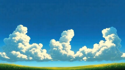 A Peaceful Summer Sky Over a Meadow