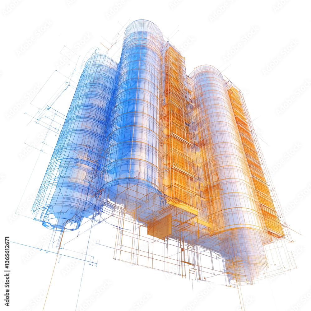 Poster 3d architectural rendering of a modern building design.