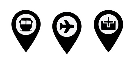 Location map pin icons set. Modern map marker collection. Pinpoint. Location pin icon. Map pin place marker. Map marker pointer icon. GPS location symbol. Flat style vector. destination