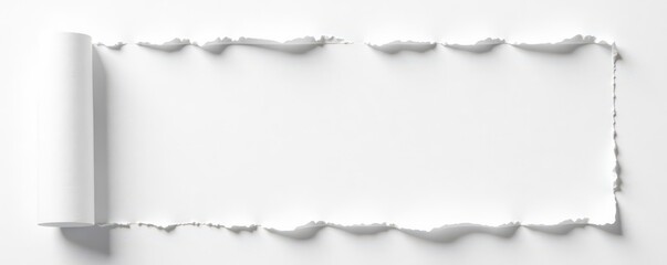 Cleanly ripped paper, soft irregular edges; bright white backdrop , seamless, background