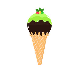 Delicious Colorful Ice Cream Flat Illustration with Fun Shapes and Tasty Toppings for Café and Restaurant Graphics.