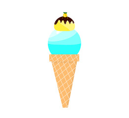 Delicious Colorful Ice Cream Flat Illustration with Fun Shapes and Tasty Toppings for Café and Restaurant Graphics.