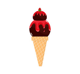 Delicious Colorful Ice Cream Flat Illustration with Fun Shapes and Tasty Toppings for Café and Restaurant Graphics.