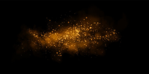 Shimmering festive particles with magical golden glow