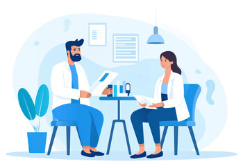 PNG Healthcare talking sitting adult.