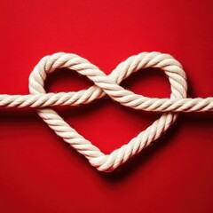 Heart-shaped rope knot on red background (2)