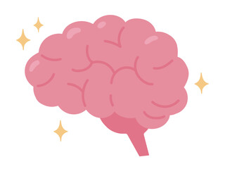シンプルで健康的なキラキラしてる脳ミソのイラスト